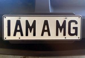 Full size image of I AM A MG Number Plate